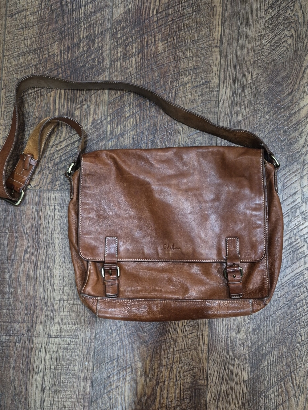 Vintage Men's Cole Haan Leather Messanger Shoulder Briefcase Bag Dark Academia